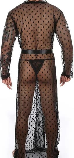 Transparante nachtjapon heren - Met slip - Erotisch en sexy - Nachtkleding — thumbnail 4