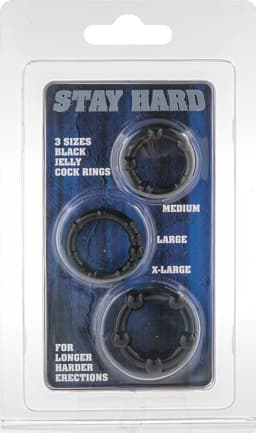 Scala Stay Hard - 3 stuks - Cockring - Zwart — thumbnail 2