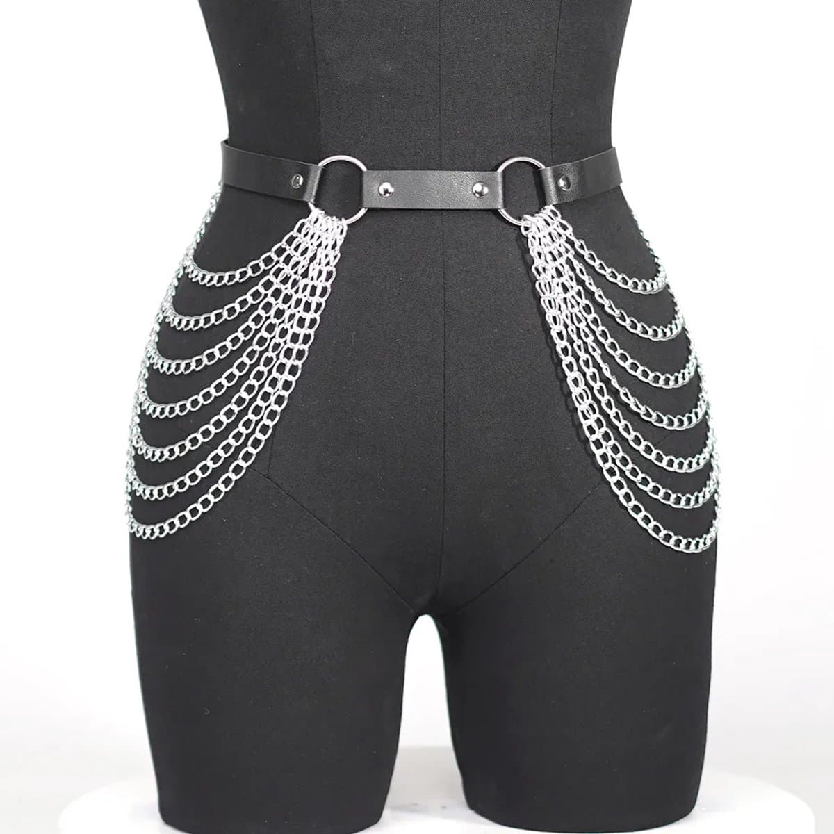 Bodychain heup harnas - Open kruis - Festival - Feest - BDSM - Rollenspel - Verstelbaar - RVS — afbeelding 1