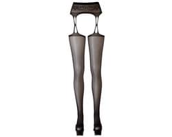 Cottelli Collection – Naadloze Jarretel Gordel met Net Kousen voor Gewillige Look – Maat S/M - Zwart