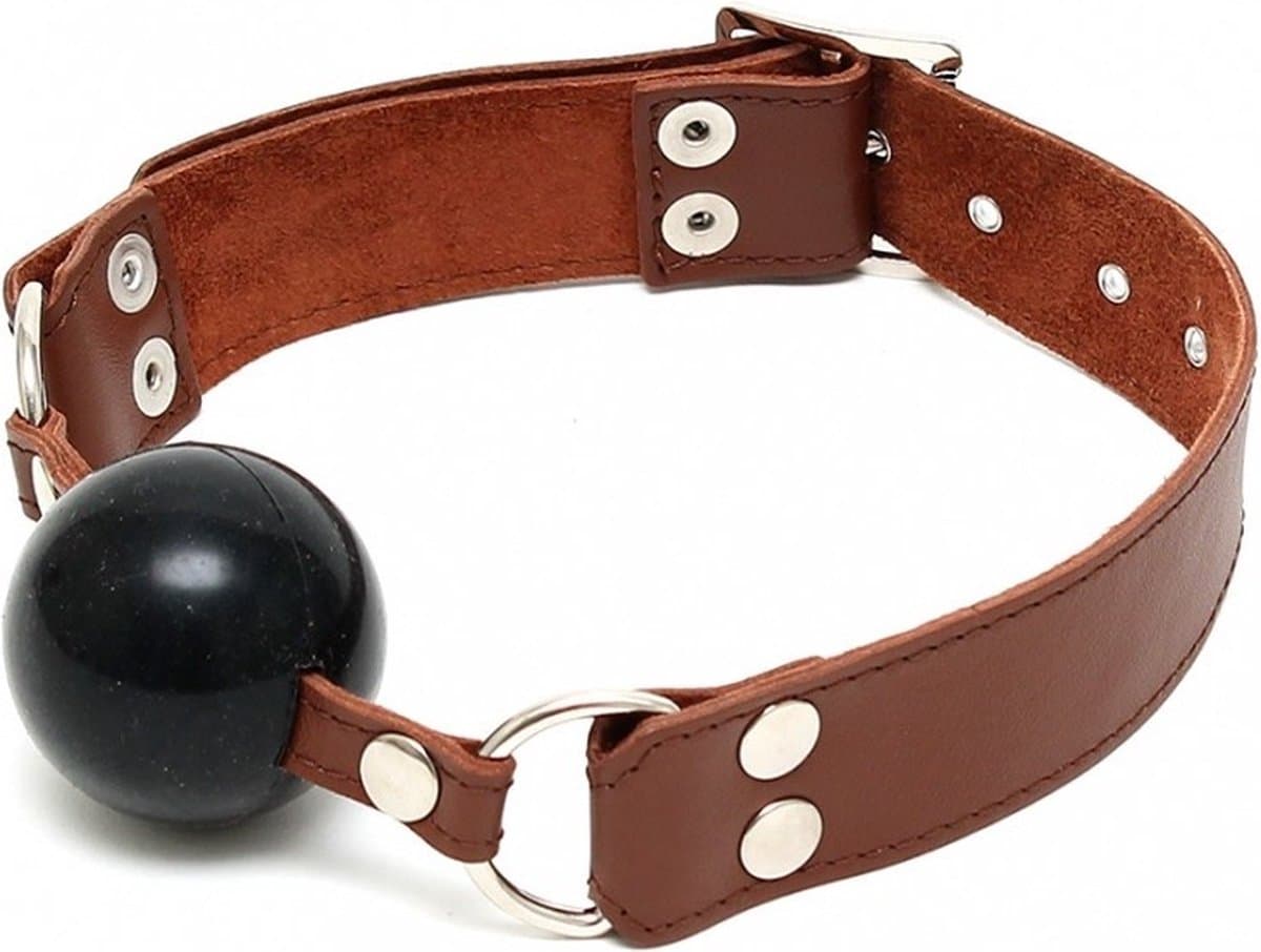 Bondage Play leren mondknevel met ball gag — afbeelding 1
