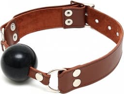 Bondage Play leren mondknevel met ball gag — thumbnail 1
