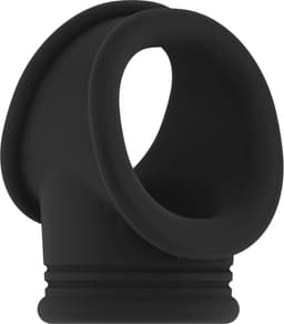 No.48 - Cockring with Ball Strap - Black — thumbnail 1