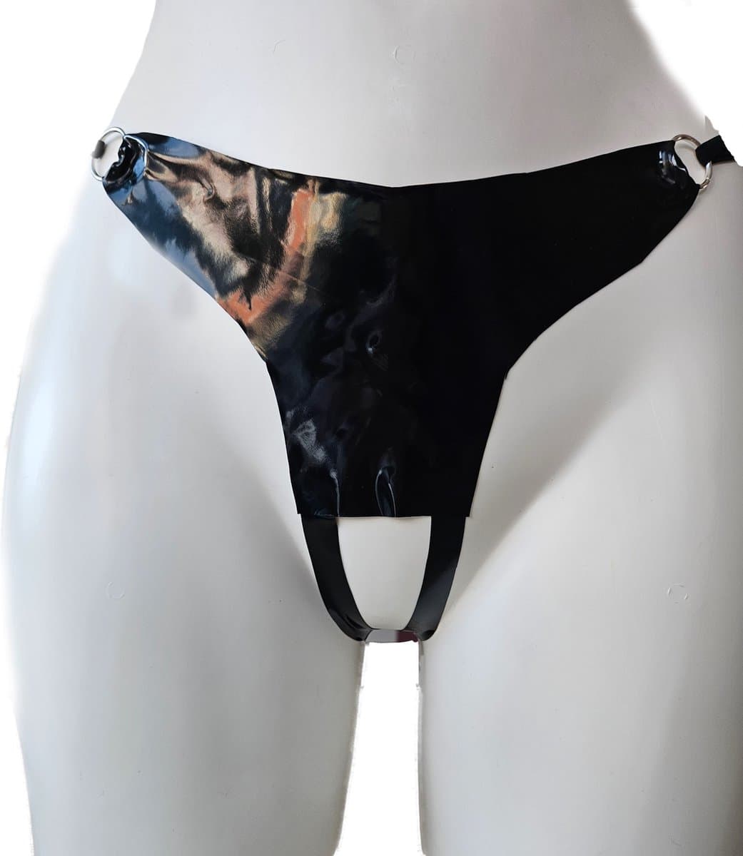 LATEX String L/XL kruisloos Lingerie erotische slip glad rubber — afbeelding 1