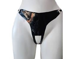 LATEX String L/XL kruisloos Lingerie erotische slip glad rubber