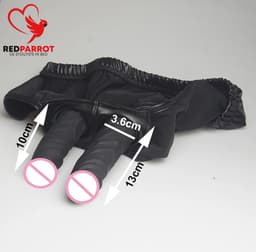 Onderbroek Met 2 Dildo's - Binnenzijde - Dubbele Penetratie - Buttplug - Anaal - Vaginaal — thumbnail 3