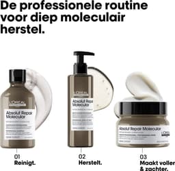 L’Oréal Professionnel Absolut Repair Molecular Rinse-Off Masker – Herstellende en versterkende werking - Voor zeer beschadigd haar - 250ml — thumbnail 5