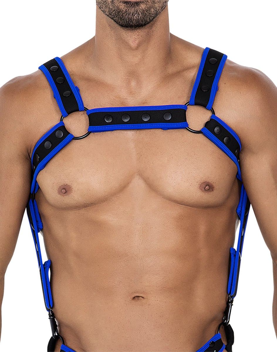 Cut4Men - Fetish Harnas - Tuigje - Neo - Blauw/Zwart — afbeelding 1