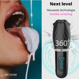 ME'ADAM - 360° Roterende blowjob masturbator - Pocket Pussy - Incl glijmiddel & opbergtas - luxe masturbator -Masturbator Voor Man - Elektrisch - Oplaadbaar - Waterdicht - Waterproof - Sex Toys - Penis Stimulator - Zwart - fluisterstil — thumbnail 5