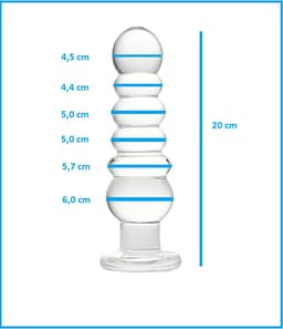 Buttplug van kristalglas 20 cm - anaalplug- anale dildo -dia Ø 4,5 cm / Ø 4,4 cm / Ø 5,0 cm / Ø 5,0 cm / Ø 5,7 cm / Ø 6,0 cm - helder Kristal glazen dildo- sex anale butt plug seksspeelgoed voor mannen en vrouwen — thumbnail 1