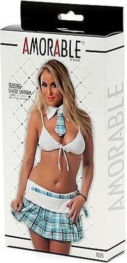 Amorable - School Uniform Met Geruit Rokje - Blauw/Wit S/M — thumbnail 3