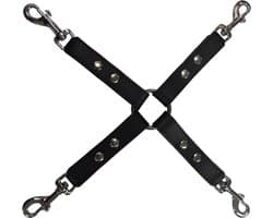 Kiotos Leather - Hogtie Bondage Riem Met Studs En Karabijnhaken - Zwart
