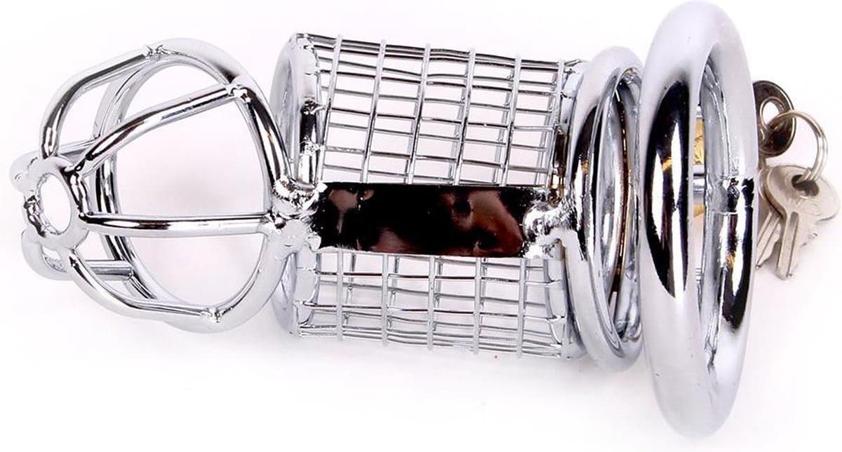 Kuishuidskooi | Chastity Cage Kippengaas metaal met hangslot — afbeelding 1
