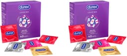 Durex Love Mix Condooms - 80 stuks (2x 40 stuks) - 16x Thin Feel Extra Lube (Elite) - 16x Intens Orgasme (ribbels, nopjes en gel) - 16x Thin Feel Ultra (extra dun) - 16x Aardbeismaak - 16x Pleasure Me (ribbels en nopjes) - Discreet Verpakt — thumbnail 2