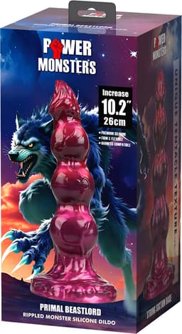 Power Monsters - Primal Beastlord - Monster Dildo - 26 cm - Rood/Roze — thumbnail 5