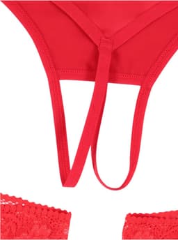 Sexy Rode Open String met Kousenbanden - USE ME - GEBRUIK ME! - direct toegang - Sexy - Open kruis - maat XL — thumbnail 3