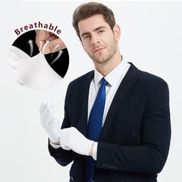 Witte Katoenen Handschoenen - Etiquette Handschoenen - Ceremoniële Gelegenheden - Zacht en Lichtgewicht - 24 x 9 cm - Wit — thumbnail 3