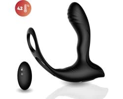 Rosebay Luxe Prostaat Vibrator met Cockring & Afstandsbediening - Anaal Vibrator - Prostaat Stimulator - Verwarmd tot 42°C - Seksspeeltjes voor Mannen - Zwart