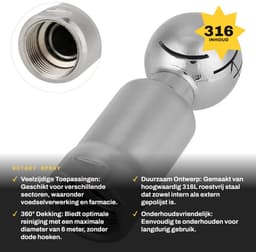 Dailygoods- Sprayball 3/4 Inch - Roestvrij Staal - Zelfreinigend - 360° Spuitdekking - Maximale Reinigingsdiameter 6 m - Duurzaam Ontwerp - Reinigingskop — thumbnail 5