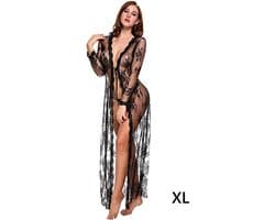 Verleidelijke Sexy Kanten Dames Kimono met Bloemenmotief – Doorzichtig & Comfortabel | Maat XL | Spandex/Lycra