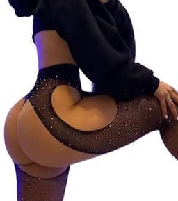 Erotische Erotische Panty Met Glitters I Lingerie I Fishnet  I Sexy Erotisch Ondergoed I Open kruis I One Size I Zwart — thumbnail 1