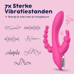 IVY LUX Oley - 3 in 1 Vibrator - Klassieke Tarzan Vibrator – G-spot, Clitoris & Anaal Stimulator – 7 Vibratiestanden – Waterdicht – USB Oplaadbaar – Rabbit Vibrator met Anaalkralen – Stil & Siliconen — thumbnail 3