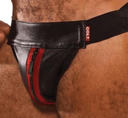 Colt Leather Zip Jock - Red — thumbnail 1