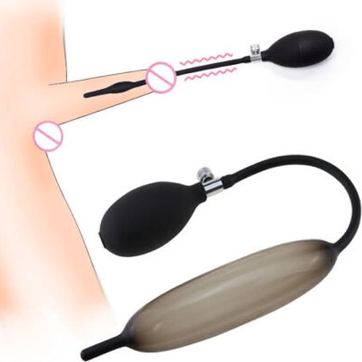 Opblaasbare penis plug XL - Plasbuis dilator - Urethrale stimulatie - Hand pompje - Siliconen - Goede kwaliteit — afbeelding 1