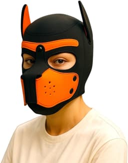 Hondenmasker Oranje Zwart – Puppy Play Masker – Verstelbaar & Comfortabel – Uniseks BDSM Accessoire – Kinky Pleasure® — thumbnail 3