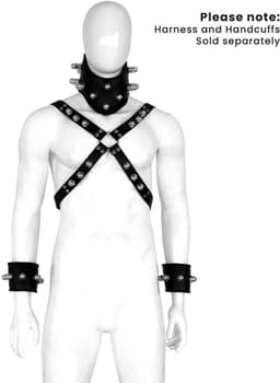 Kiotos - Hoge Posture Collar met Bouten en Moeren - Leder - Zwart — thumbnail 2