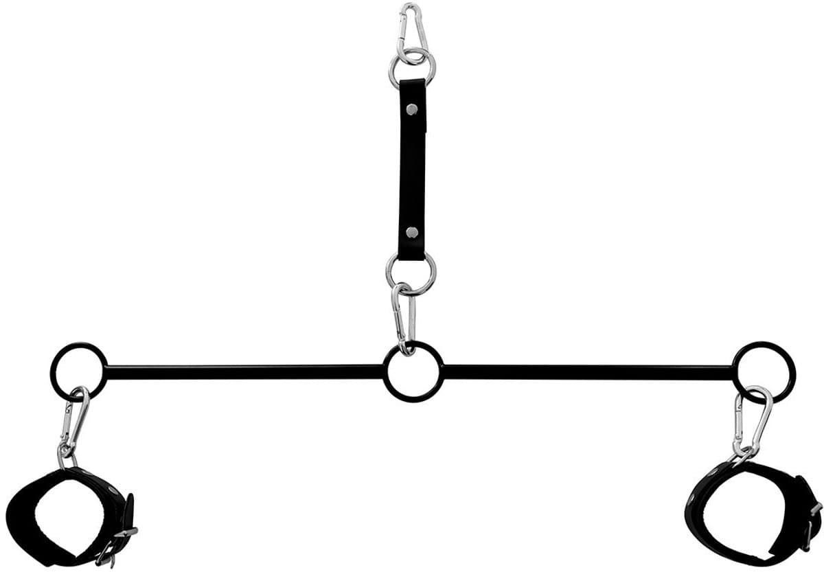 Kiotos Leather - Spreidstang - Bondage Stang - Met Drie RIng-Openingen - Met Handboeien & Enkelboeien — afbeelding 1