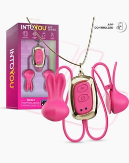 IY Tickly - Vibrerende Tepelklemmen met ketting - App Control - Roze — thumbnail 2