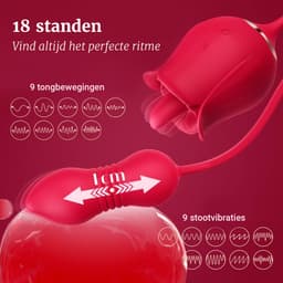 Zwoele Prikkels® Roos Vibrator – 4-in-1 Tong Vibrator met Likkende G-spot & Clitoris Stimulatie – Luxe Vibrator voor Vrouwen & Koppels – Bestseller Cadeau — thumbnail 3
