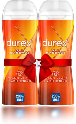 Durex - Massage Olie en Glijmiddel 2-in-1 Sensual met Ylang Ylang 200ml x2 - Waterbasis - Voordeelverpakking - Cadeau voor man en vrouw — thumbnail 1