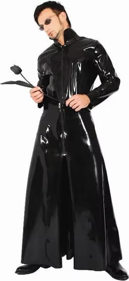 Latex wetlook lange jas - BDSM - Rollenspel - Unisex - SM Meester(es) - Goede kwaliteit — thumbnail 2