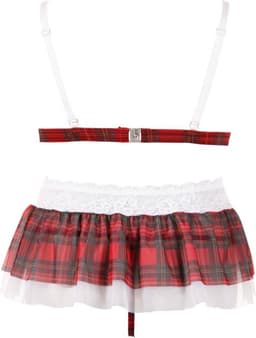 Cottelli Collection – Schoolmeisje Lingerie Set met Erotische Kenmerken en Open Kruis voor Ondeugende Dates – Maat L – Wit/Rood — thumbnail 3