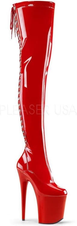 Pleaser - FLAMINGO-3063 Plateau Overknee Laarzen - Paaldans schoenen - 38 Shoes - Rood — thumbnail 1
