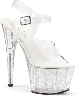 Pleaser - ADORE-708MG Sandaal met enkelband, Paaldans schoenen - Paaldans schoenen - 38 Shoes - Transparant — thumbnail 1