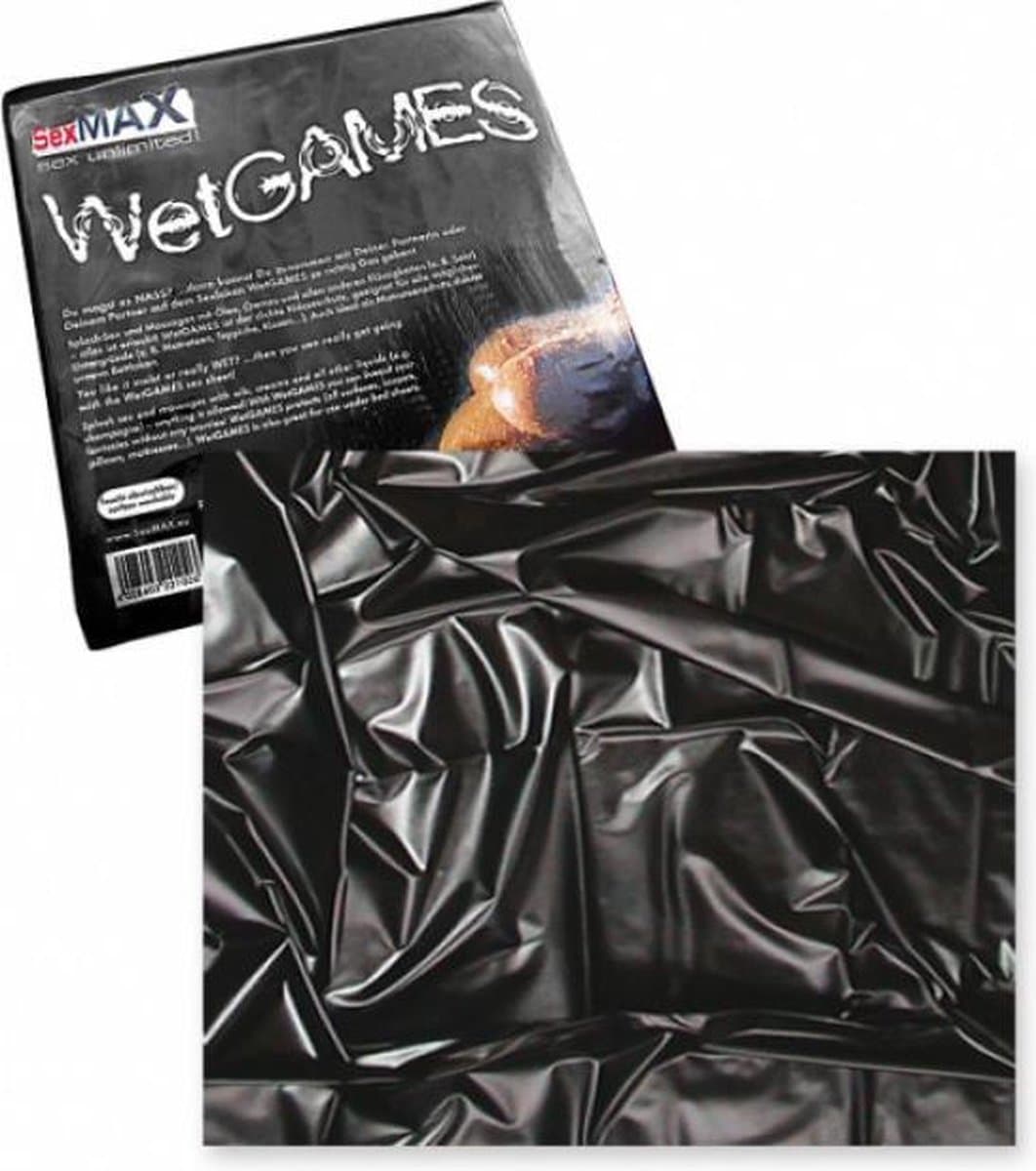 WetGAMES Sex Erotiek Lak Laken 180 x 220 cm - Zwart Volledig waterproof — afbeelding 1