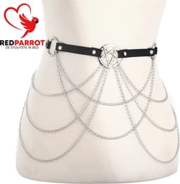 Festival harnas ketting - RVS en Leder - Feest - Verstelbaar en one size - Riem — thumbnail 4