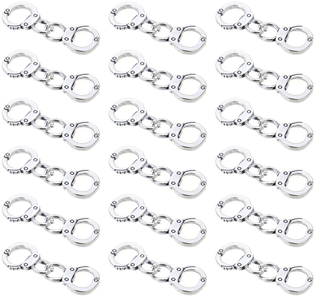 20 paar metalen handboeien hangers mini simulatie handboeien politieagent hanger connectoren voor DIY Craft ketting armband sieraden maken - Zilver — afbeelding 1
