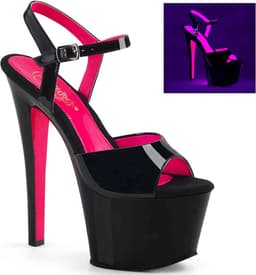 Pleaser - SKY-309TT Sandaal met enkelband, Paaldans schoenen - Paaldans schoenen - 42 Shoes - Zwart/Roze — thumbnail 1