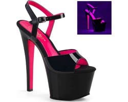 Pleaser - SKY-309TT Sandaal met enkelband, Paaldans schoenen - Paaldans schoenen - 42 Shoes - Zwart/Roze