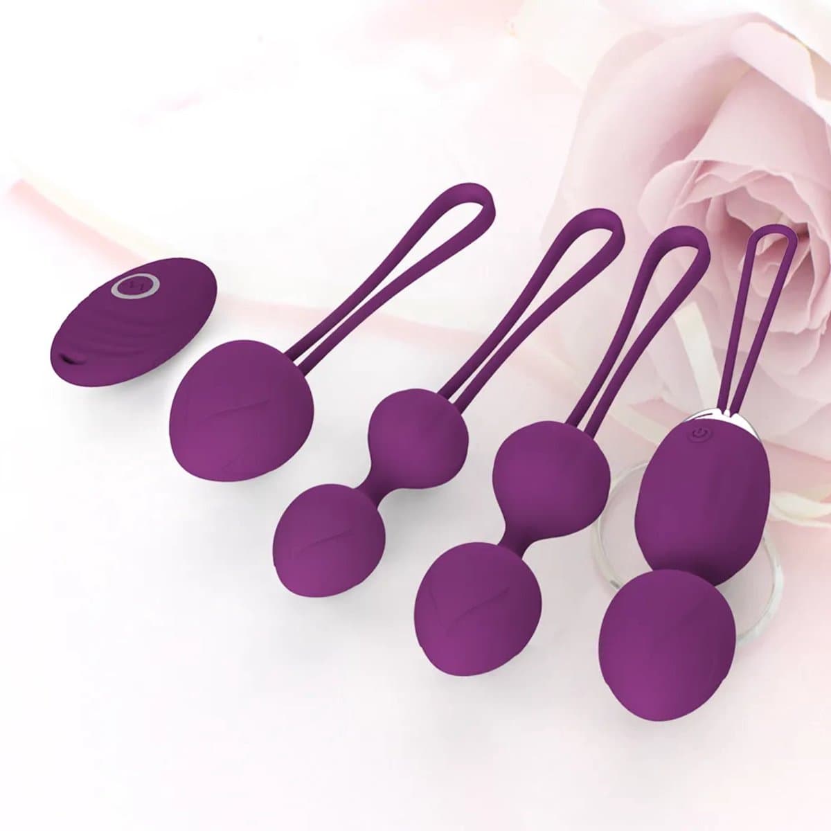 House of Delight Happy Woman Kegelset – 4 Kegels + Vibrerende Kegel met Afstandsbediening – Silicone — afbeelding 1