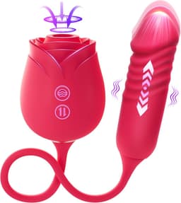 Daity Rose Vibrator voor Vrouwen – Thrusting G-spot Dildo met 10 Zuigstanden – Clitoris Stimulator – Sex Toys voor Vrouwen en Koppels – Dubbelzijdig Seksspeeltje-rood — thumbnail 1