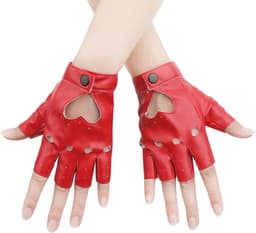 Punk Handschoenen Rood Vingerloze Leer Palm Cosplay Halloween Dames Meisjes Show — thumbnail 1