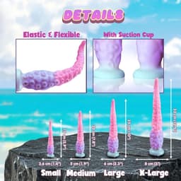 Oneay Liquid Silicone Dildo Octo Touch Hands-Free Thrusting Fantasy Dildo Masturbator, Tentacle-Textured Adult Toy Flexible Sex Toy with Suction Base -XL — thumbnail 2