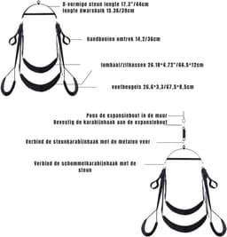 DYNA® Sex Schommel - Sex Stoel - Bondage - Zwart - 32cm x 10cm x 36cm — thumbnail 2