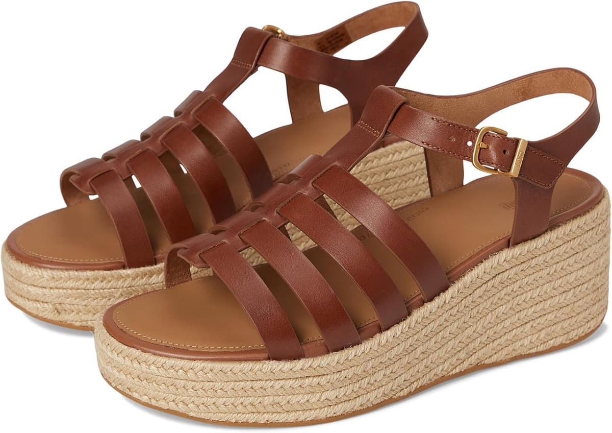 Platform Espadrilles - Leren Sandalen - Zomerse Wandelingen - Verhoogd Comfort - Bruin — afbeelding 1