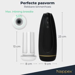 Masturbator voor Man - Nappex™ Branco Automatische Blowjob Simulator [Discreet Verzonden] - 16 Stille Zuig- en Vibratiestanden - Uitneembare Binnenhoes - Pocket Pussy Electrisch - Sex Toys voor Mannen en Koppels - Kunstvagina - Seksspeeltjes - Zwart — thumbnail 4